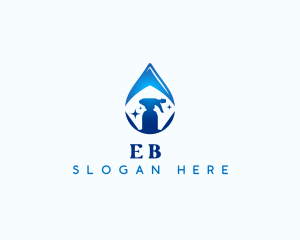 Disinfectant - Spray Bottle Cleaning Droplet logo design