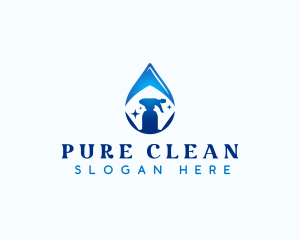 Spray Bottle Cleaning Droplet logo design