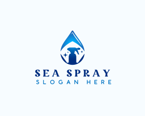 Spray Bottle Cleaning Droplet logo design