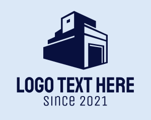 Logistics - Blue Warehouse Silhouette logo design