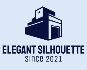 Blue Warehouse Silhouette  logo design