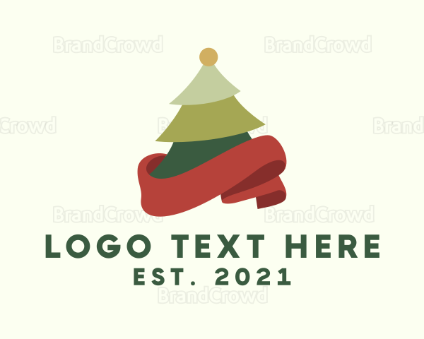 Holiday Christmas Tree Ribbon Logo