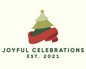 Merrymaking - Holiday Christmas Tree Ribbon logo design