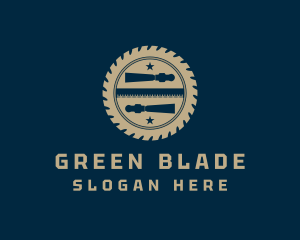 Chisel Saw Blade Woodworking logo design