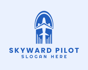 Pilot - Blue Airplane Pilot logo design