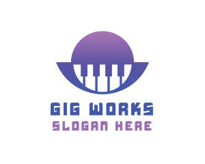 Gig - Gradient Piano Badge logo design