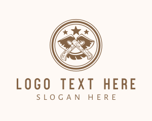 Woodcutter - Axe Wood Logging logo design