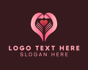 Romantic - Pink Heart Hand logo design