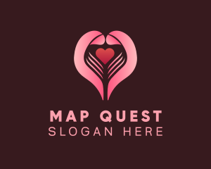 Maps - Pink Heart Hand logo design