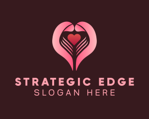 Positioning - Pink Heart Hand logo design