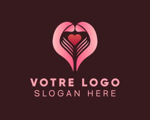 Positioning - Pink Heart Hand logo design