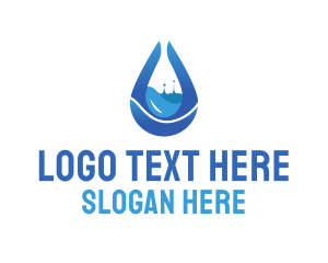 Drinking Water - Water Splash Droplet logo design