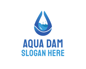 Dam - Water Splash Droplet logo design
