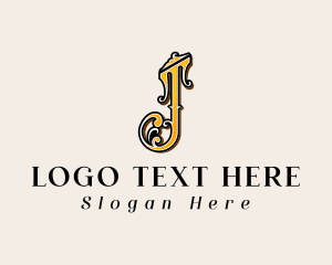 Ornament - Gothic Medieval Decoration Letter J logo design