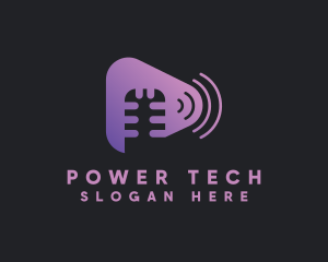 Broadcaster - Media Microphone Podcast logo design
