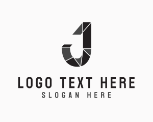 Monochrome - Origami Shapes Letter J logo design