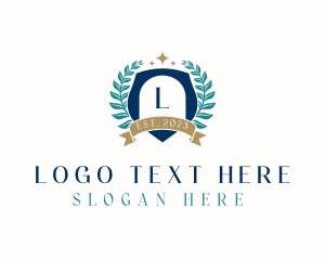 Ribbon - Regal Shield Wreath logo design
