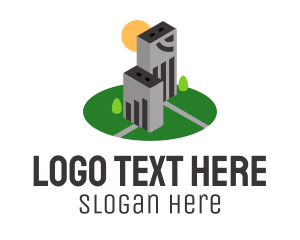 Urban Planning - 3D Tower Property logo design