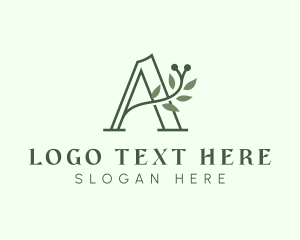 Natural Product - Green Plant Letter A logo design
