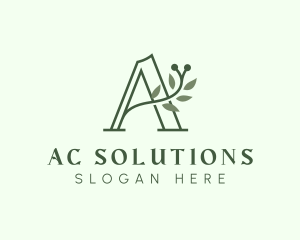 Green Plant Letter A logo design