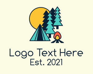 Outdoor Activity - Night Forest Campsite logo design