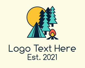 Night Time - Night Forest Campsite logo design