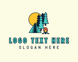 Night Time - Night Forest Campsite logo design