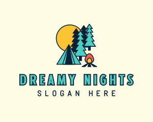 Night Forest Campsite logo design