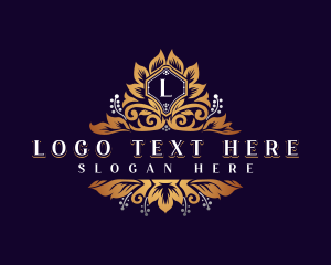 Wedding - Elegant Floral Shield logo design