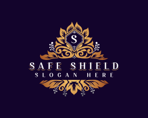 Elegant Floral Shield logo design