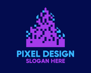 Pixel City Skyline logo design