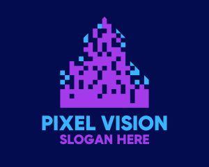 Pixel City Skyline logo design