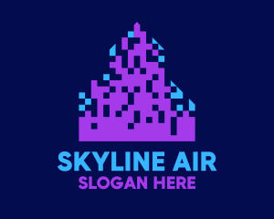 Pixel City Skyline logo design
