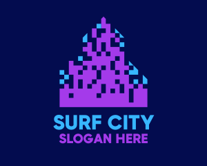 Pixel City Skyline logo design