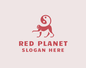 Red Yin Yang Monkey logo design