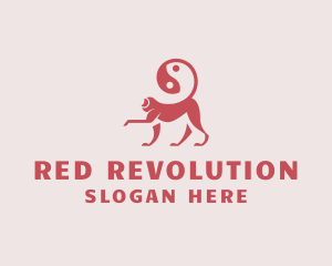 Red Yin Yang Monkey logo design