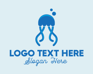 Sea Jelly - Ocean Blue Jellyfish logo design