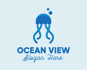 Ocean Blue Jellyfish logo design