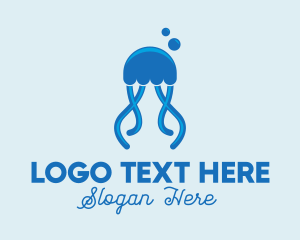 Underwater - Ocean Blue Jellyfish logo design