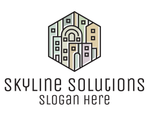 City Skyline Hexagon logo design
