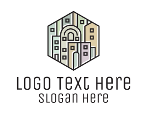 Leasing - City Skyline Hexagon logo design