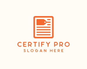 Certification - Shopping Tag Document logo design