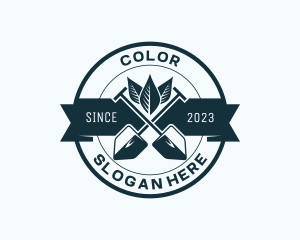 Emblem - Landscaping Shovel Gardener logo design