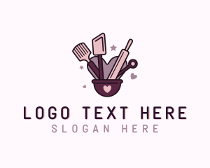 Spatula - Heart Star Baking Pastry logo design