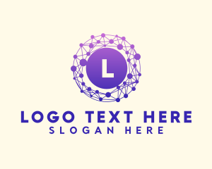 Transmission - Purple Neural Letter logo design