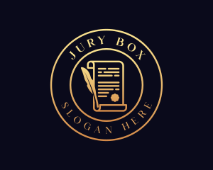 Jury - Quill Pen Notary Paper logo design