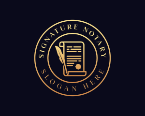 Notary - Quill Pen Notary Paper logo design