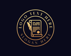 Jurist - Quill Pen Notary Paper logo design