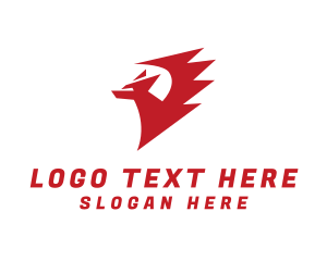 Red Dragon - Beast Wing Dragon logo design