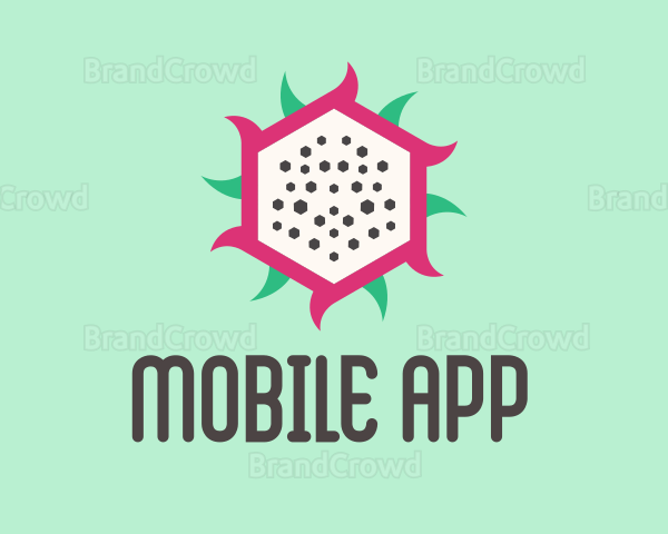 Hexagon Dragon Fruit Slice Logo